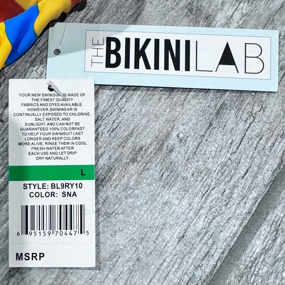 The Bikini Lab NWT Palm Spring One Piece Cut Out size Large Rainbow striped - Picture 6 of 13